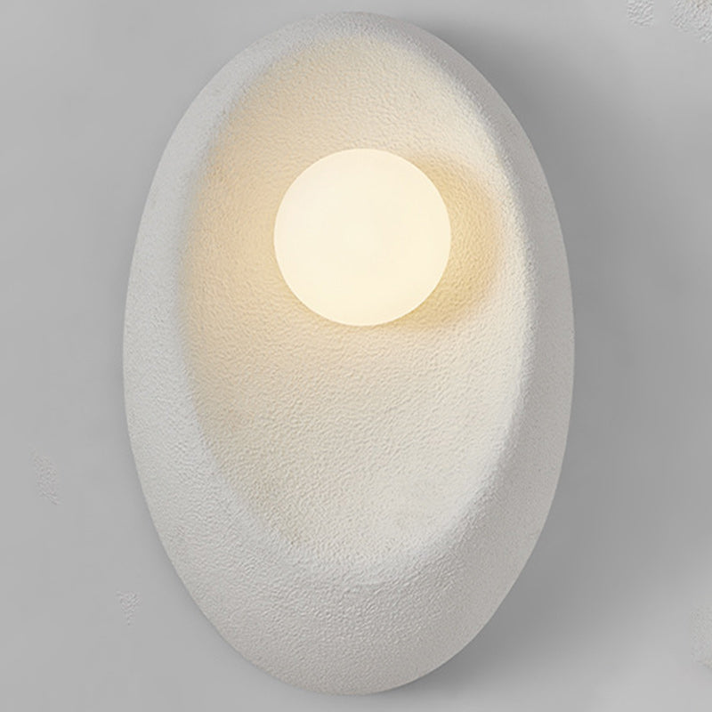 Japanese Oval Plastic Glass 1-Light Wall Sconce Lamp