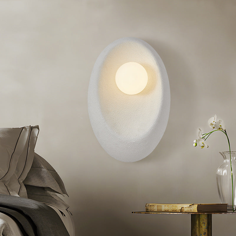 Japanese Oval Plastic Glass 1-Light Wall Sconce Lamp