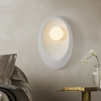 Japanese Oval Plastic Glass 1-Light Wall Sconce Lamp