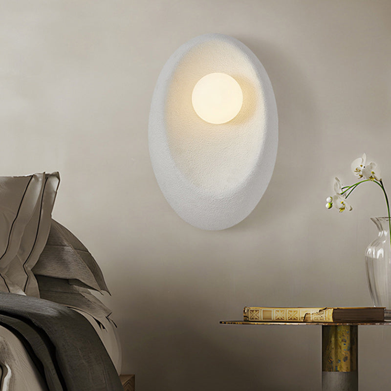 Japanese Oval Plastic Glass 1-Light Wall Sconce Lamp