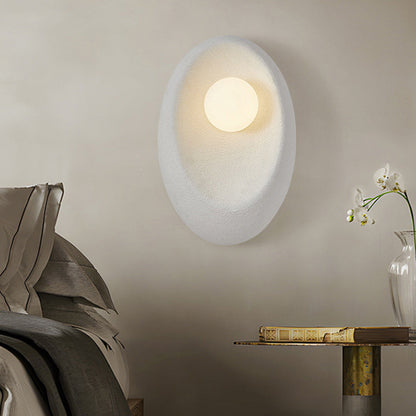 Japanese Oval Plastic Glass 1-Light Wall Sconce Lamp