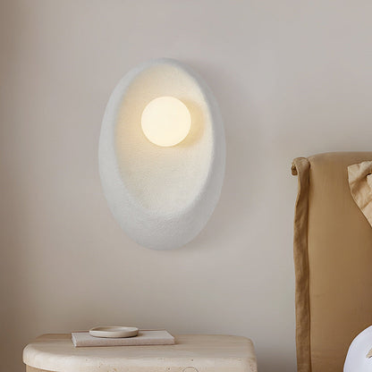 Japanese Oval Plastic Glass 1-Light Wall Sconce Lamp