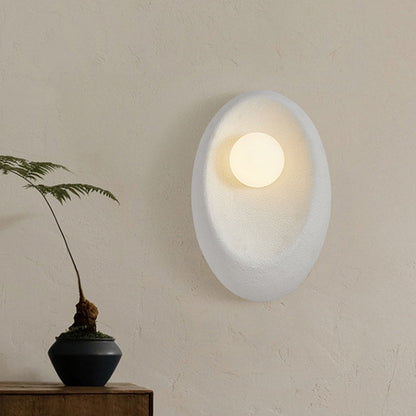 Japanese Oval Plastic Glass 1-Light Wall Sconce Lamp
