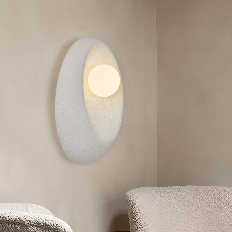 Japanese Oval Plastic Glass 1-Light Wall Sconce Lamp