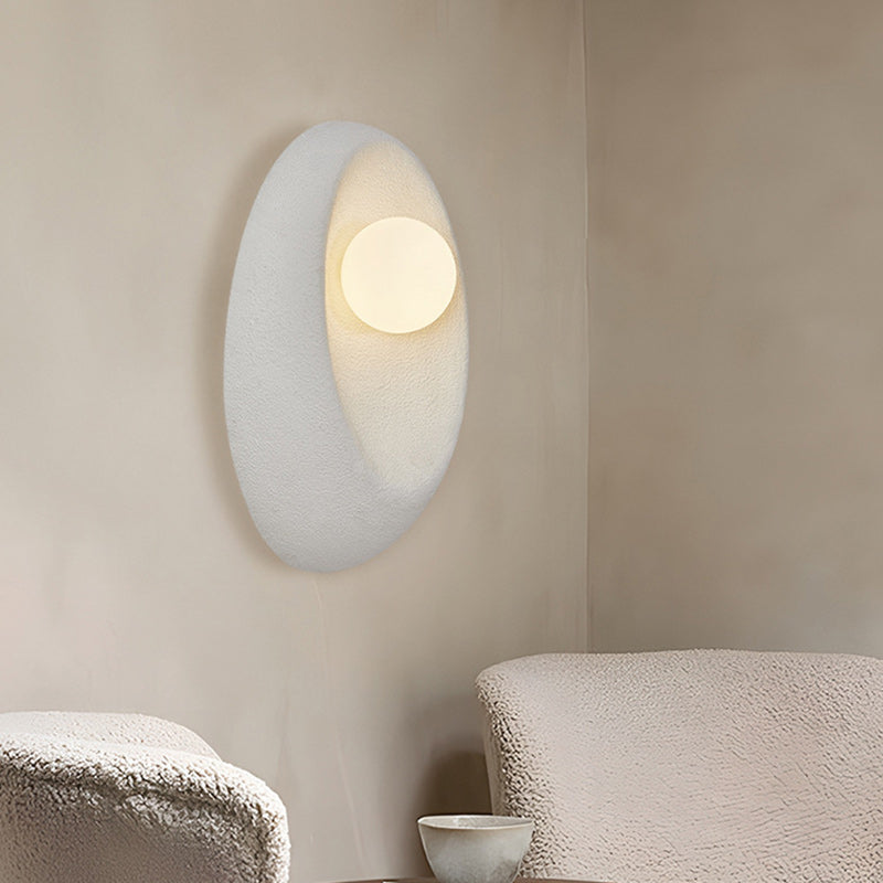 Japanese Oval Plastic Glass 1-Light Wall Sconce Lamp