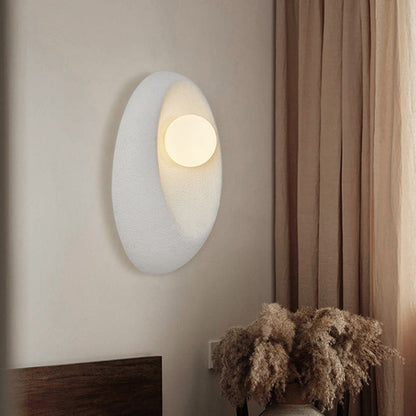 Japanese Oval Plastic Glass 1-Light Wall Sconce Lamp
