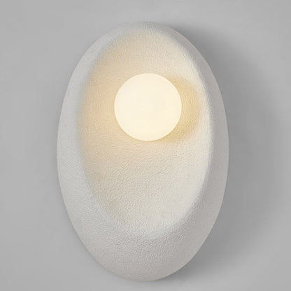 Japanese Oval Plastic Glass 1-Light Wall Sconce Lamp