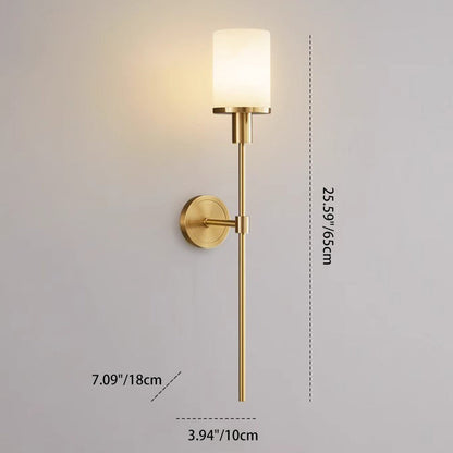 Luxury Column Copper Stone 1-Light Wall Sconce Lamp