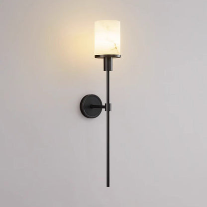 Luxury Column Copper Stone 1-Light Wall Sconce Lamp