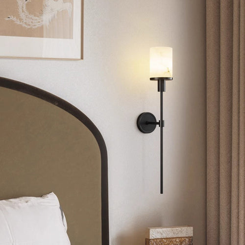 Luxury Column Copper Stone 1-Light Wall Sconce Lamp