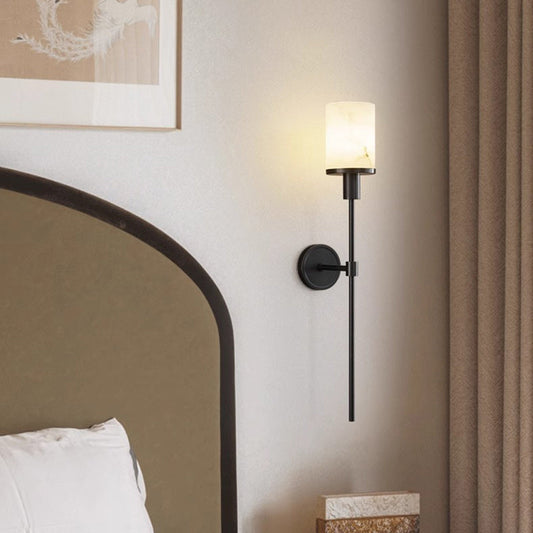 Luxury Column Copper Stone 1-Light Wall Sconce Lamp