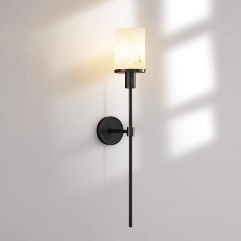 Luxury Column Copper Stone 1-Light Wall Sconce Lamp