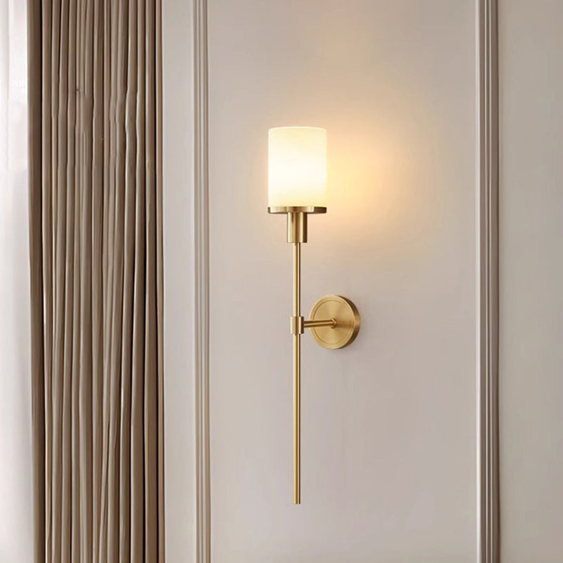 Luxury Column Copper Stone 1-Light Wall Sconce Lamp