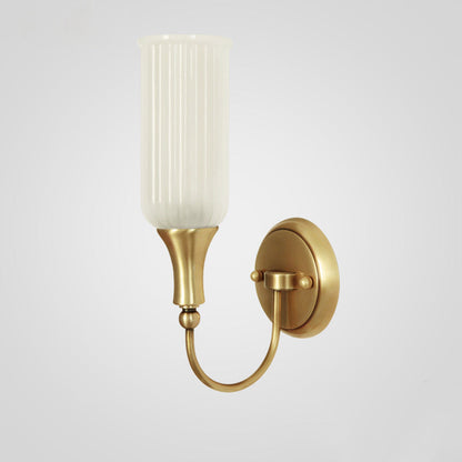 Traditional Column Copper Glass 1/2-Light Wall Sconce Lamp