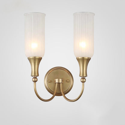 Traditional Column Copper Glass 1/2-Light Wall Sconce Lamp