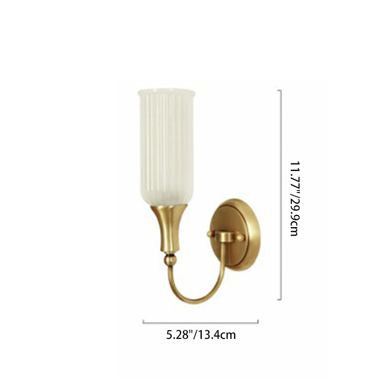 Traditional Column Copper Glass 1/2-Light Wall Sconce Lamp