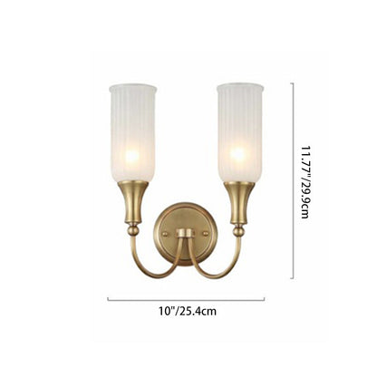 Traditional Column Copper Glass 1/2-Light Wall Sconce Lamp