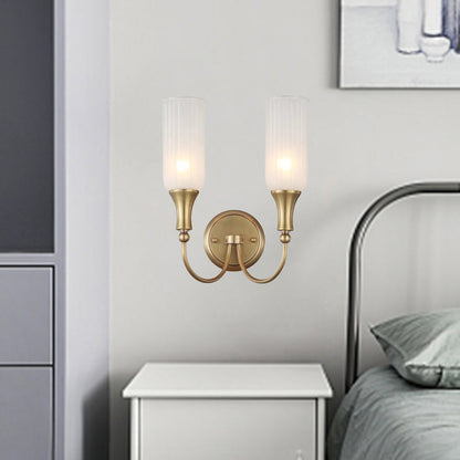 Traditional Column Copper Glass 1/2-Light Wall Sconce Lamp