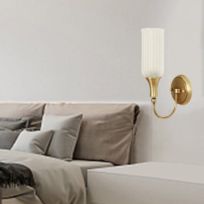 Traditional Column Copper Glass 1/2-Light Wall Sconce Lamp