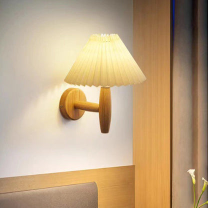 Nordic Cone Wood Paper 1-Light Wall Sconce Lamp