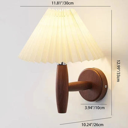 Nordic Cone Wood Paper 1-Light Wall Sconce Lamp