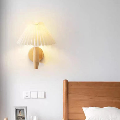 Nordic Cone Wood Paper 1-Light Wall Sconce Lamp