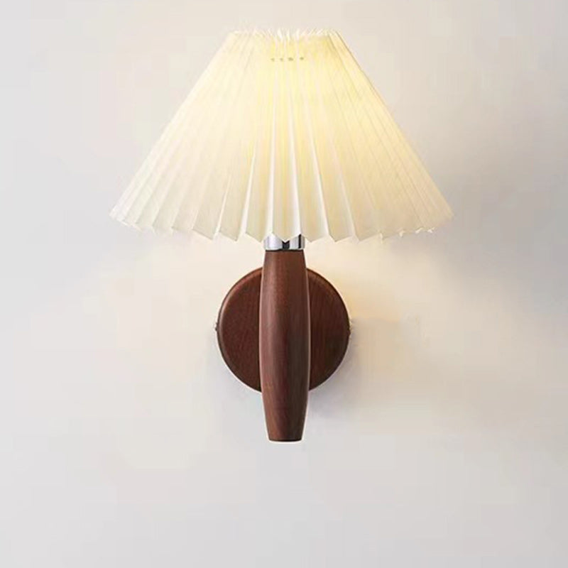 Nordic Cone Wood Paper 1-Light Wall Sconce Lamp