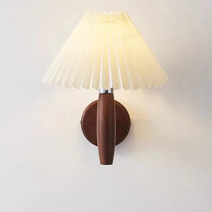 Nordic Cone Wood Paper 1-Light Wall Sconce Lamp