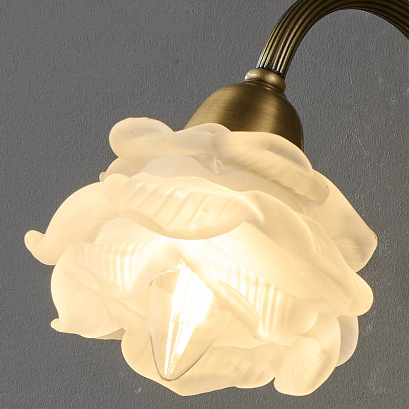 European Flower Copper Glass 1-Light Wall Sconce Lamp