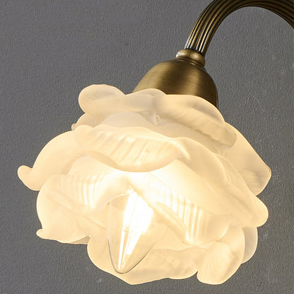 European Flower Copper Glass 1-Light Wall Sconce Lamp