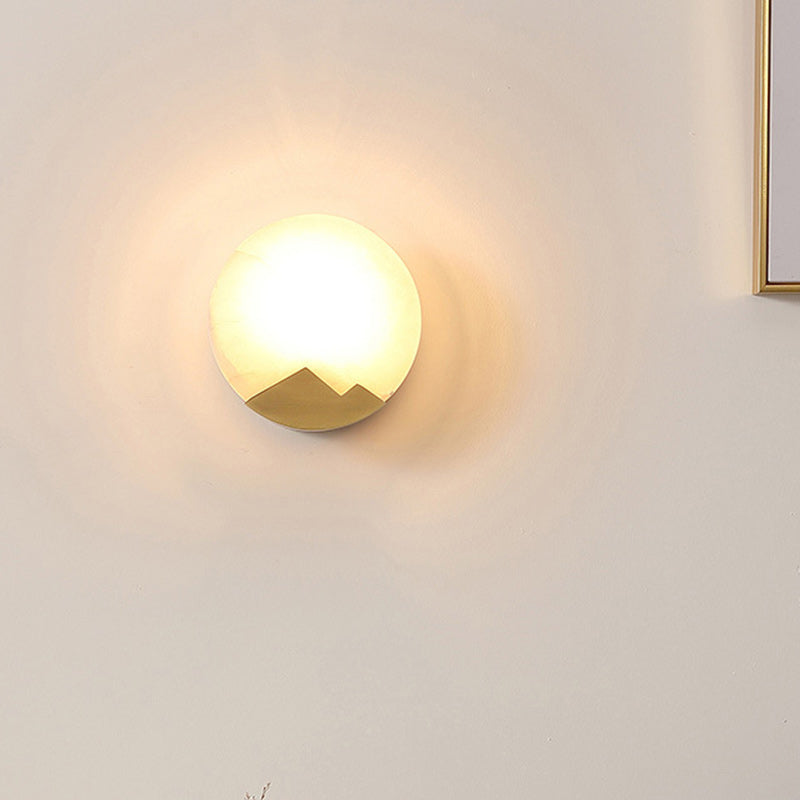 Scandinavian Round Copper Stone 1-Light Wall Sconce Lamp