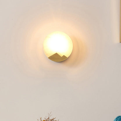 Scandinavian Round Copper Stone 1-Light Wall Sconce Lamp
