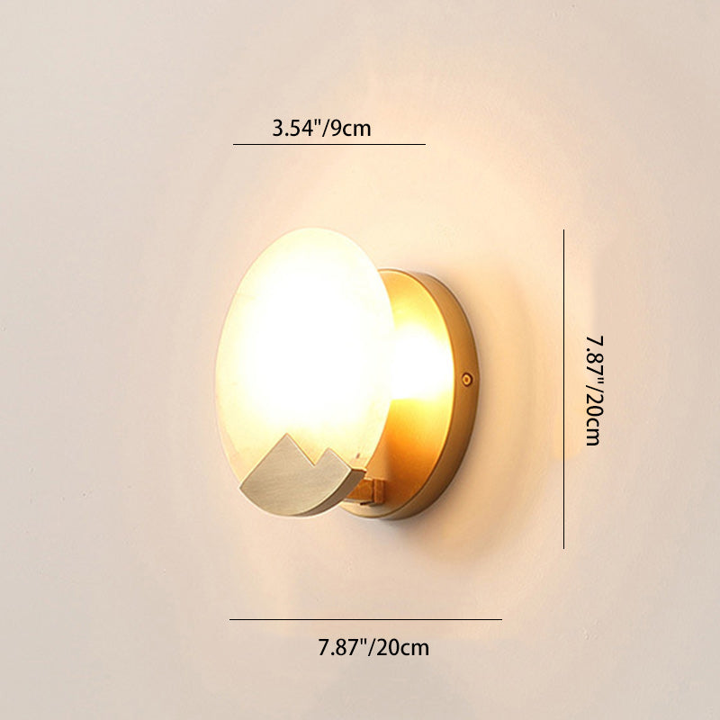 Scandinavian Round Copper Stone 1-Light Wall Sconce Lamp