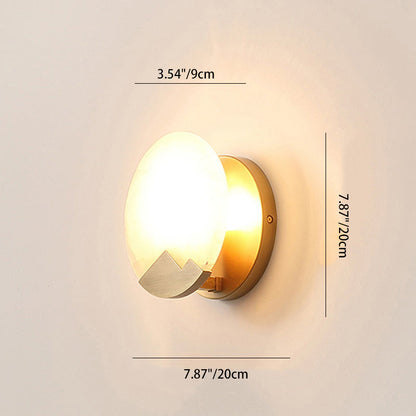 Scandinavian Round Copper Stone 1-Light Wall Sconce Lamp