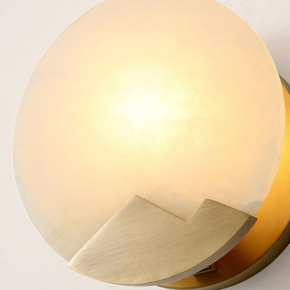 Scandinavian Round Copper Stone 1-Light Wall Sconce Lamp