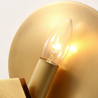 Scandinavian Round Copper Stone 1-Light Wall Sconce Lamp