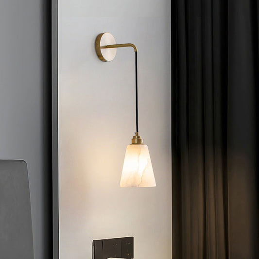 Nordic Drum Copper Stone 1-Light Wall Sconce Lamp
