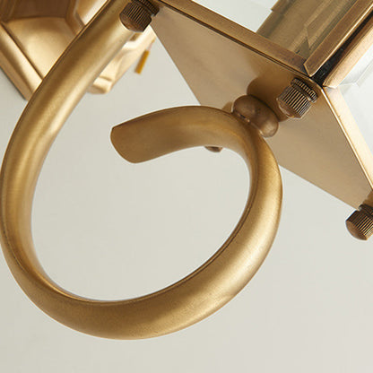 European Trapezoid Copper Glass 1-Light Wall Sconce Lamp