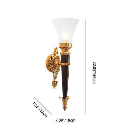 Luxury Column Copper Crystal 1-Light Wall Sconce Lamp