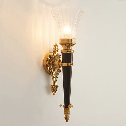 Luxury Column Copper Crystal 1-Light Wall Sconce Lamp