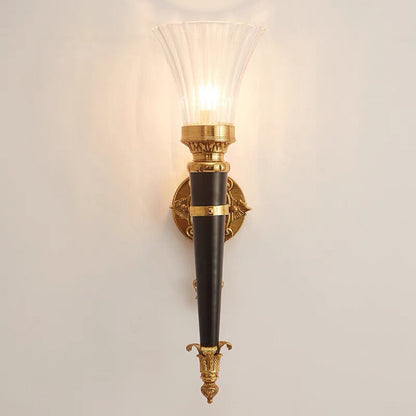 Luxury Column Copper Crystal 1-Light Wall Sconce Lamp