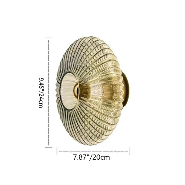 Iron Striped Glass Round Disc 1-Light Wall Sconce Lamp