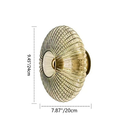 Iron Striped Glass Round Disc 1-Light Wall Sconce Lamp