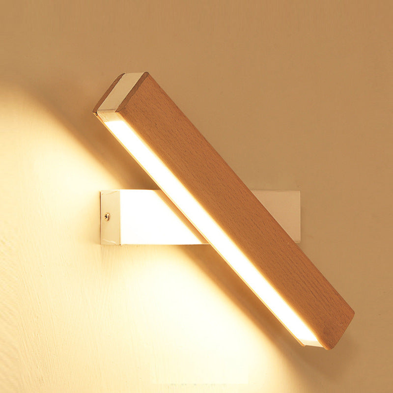 Minimalist Rectangular Wood Plastic LED Wall Sconce Lamp