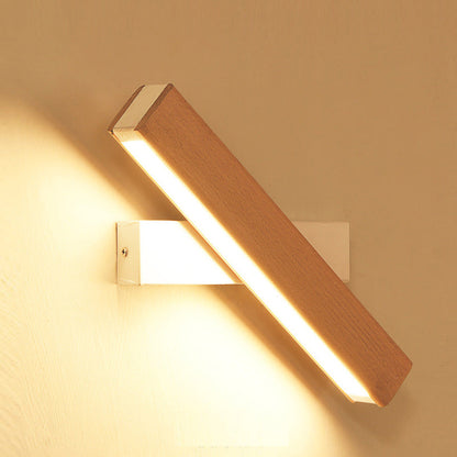 Minimalist Rectangular Wood Plastic LED Wall Sconce Lamp