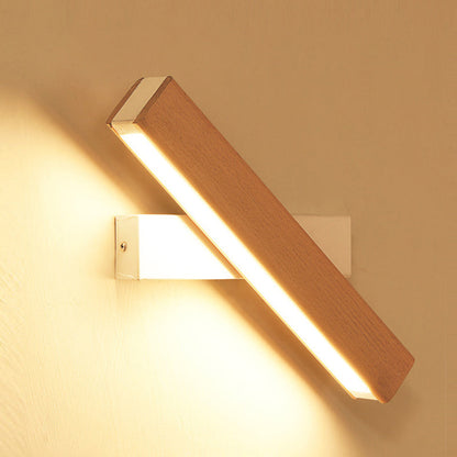 Minimalist Rectangular Wood Plastic LED Wall Sconce Lamp