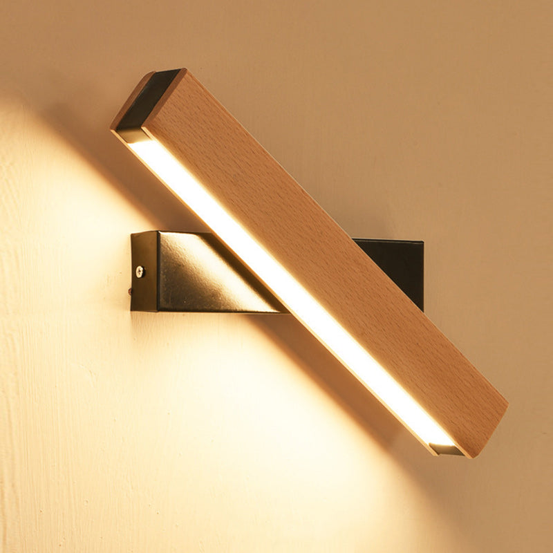 Minimalist Rectangular Wood Plastic LED Wall Sconce Lamp