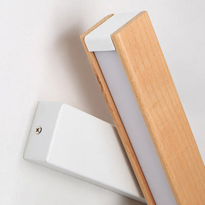 Minimalist Rectangular Wood Plastic LED Wall Sconce Lamp