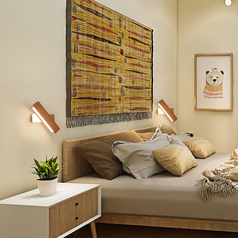 Minimalist Rectangular Wood Plastic LED Wall Sconce Lamp
