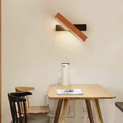 Minimalist Rectangular Wood Plastic LED Wall Sconce Lamp